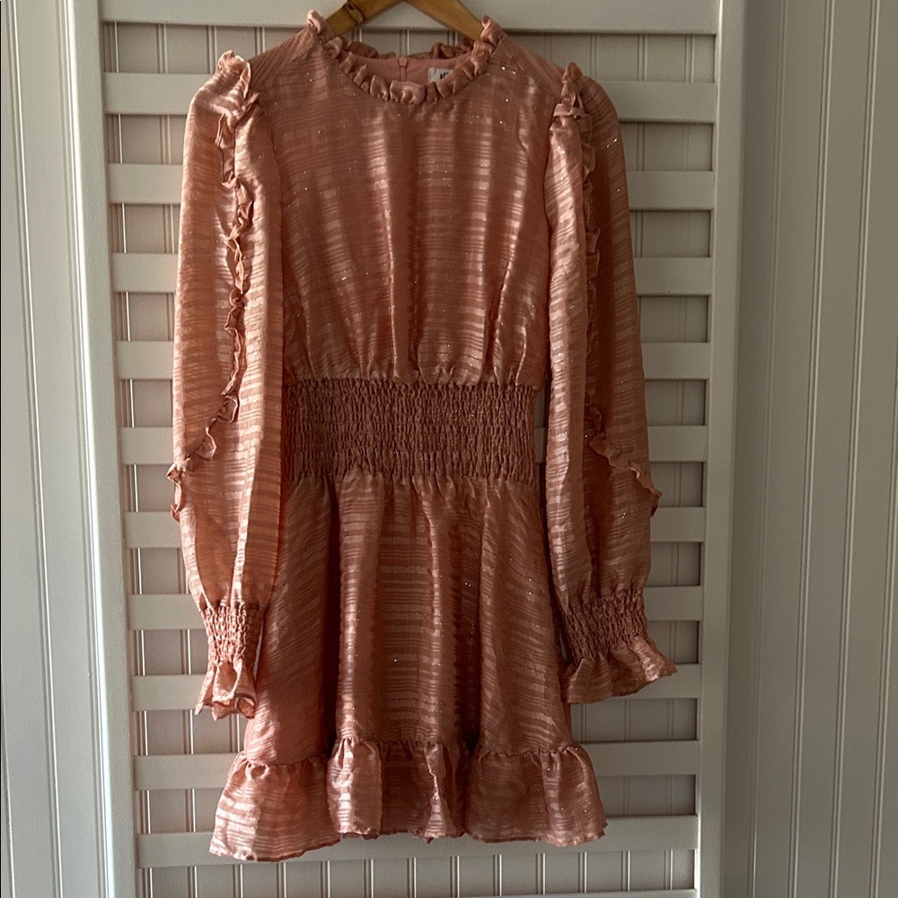 Chic Ruffled Peach Mini Dress